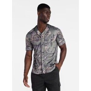 Stat Wars The Mandalorian Baseball Jersey Camo Men's Shirt Size Large NWT